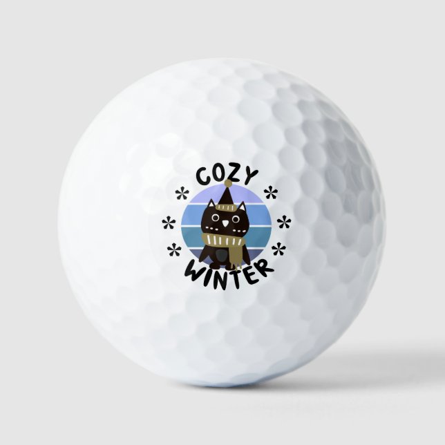 Cosy Winter, Cute Owl Golf Balls (Front)