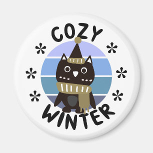 Cosy Winter, Cute Owl Magnet