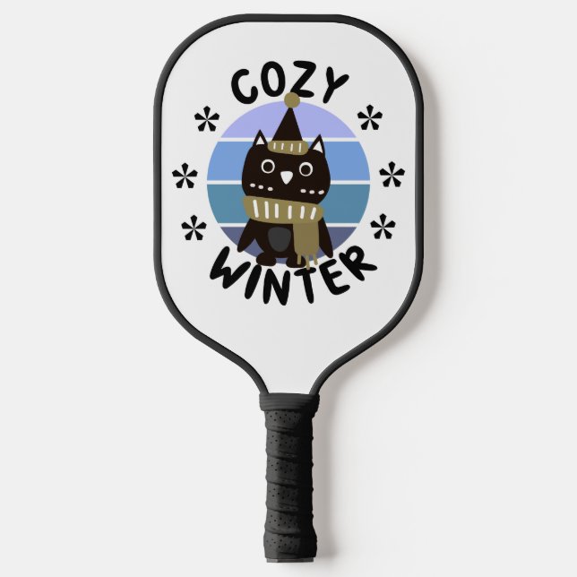 Cosy Winter, Cute Owl Pickleball Paddle (Front)
