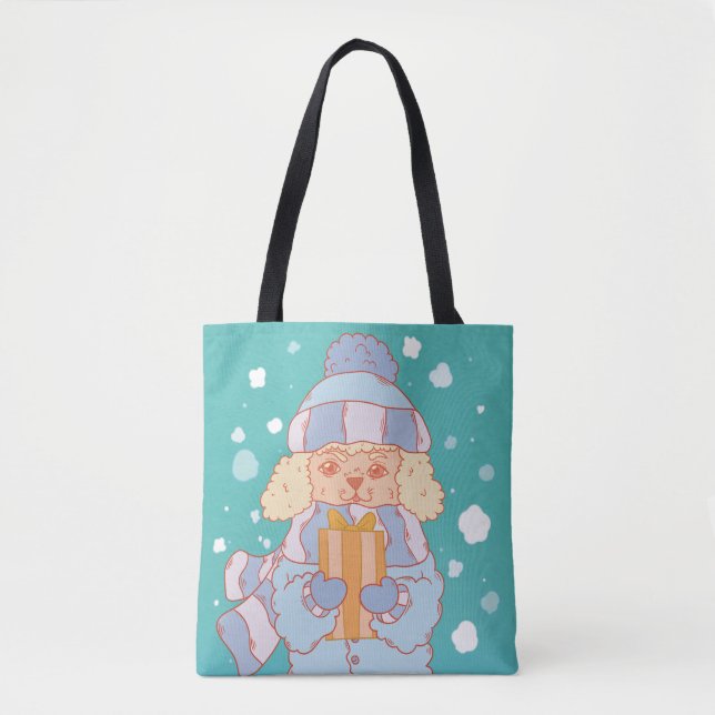 Cosy Winter Dog Tote Bag (Front)