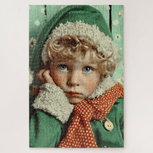 Cosy Winter Elf Child Portrait Jigsaw Puzzle