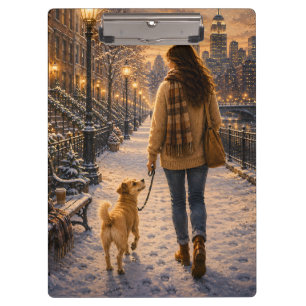 Cosy Winter Evening Walk with My Best Friend Clipboard