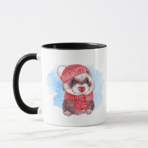 Cosy Winter Ferret Mug