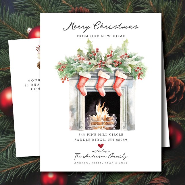 Cosy Winter Fireplace Moving  Announcement Postcard (Creator Uploaded)