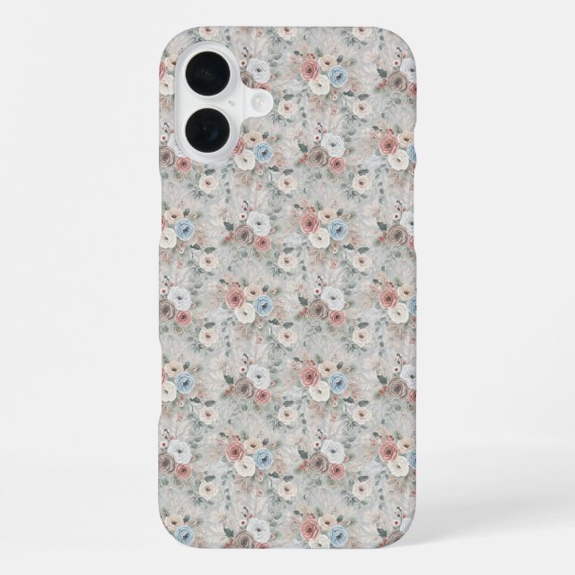 Cosy Winter Floral Pattern iPhone Case (Back)