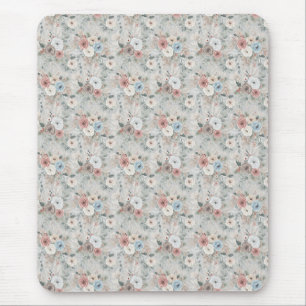 Cosy Winter Floral Pattern Mouse Pad