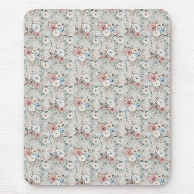 Cosy Winter Floral Pattern Mouse Pad (Front)