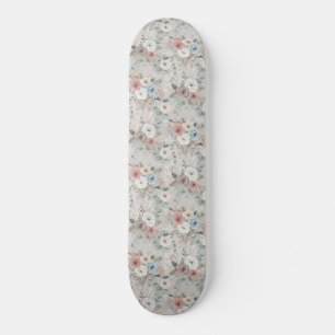 Cosy Winter Floral Pattern Skateboard
