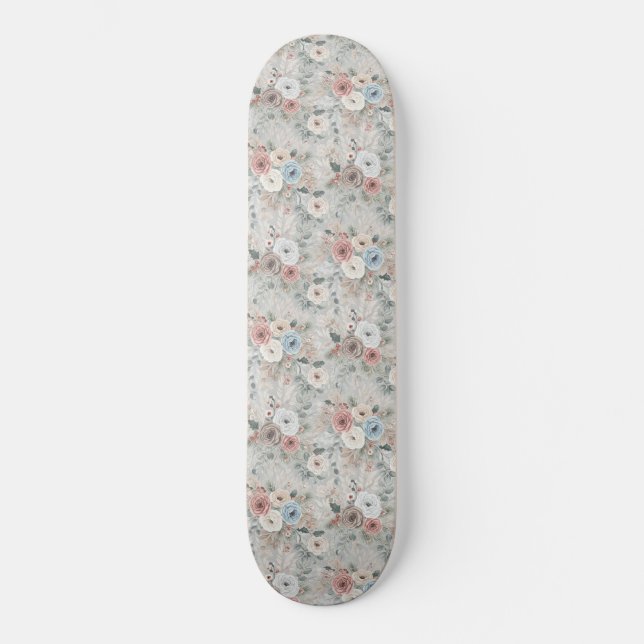 Cosy Winter Floral Pattern Skateboard (Front)