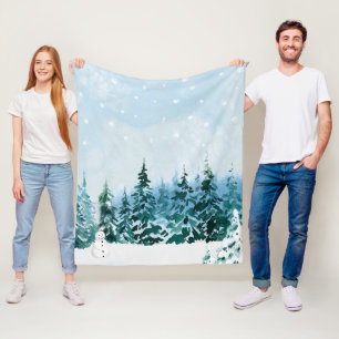 Cosy Winter Forest Fleece Blanket