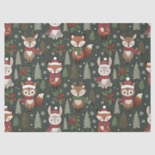 Cosy Winter Forest Friends with Snowflakes Tissue Paper