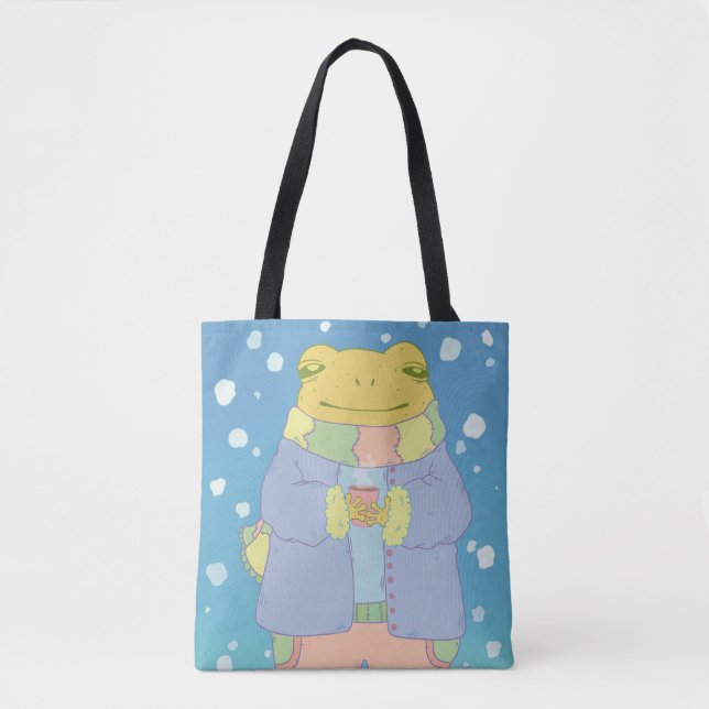 Cosy Winter Frog Tote Bag (Front)
