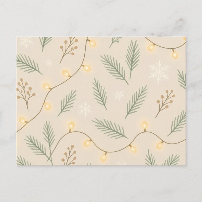 Cosy Winter Glow - Minimalist Holiday Pattern Postcard (Front)