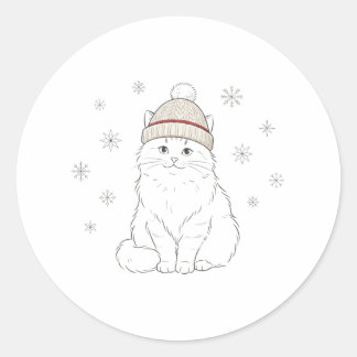 Cosy Winter Hat Christmas Cat Sticker