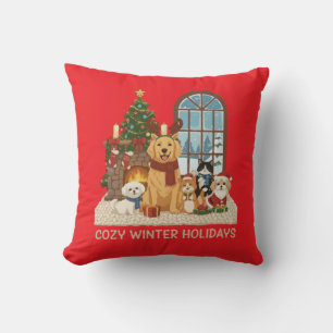 Cosy Winter Holidays   Cute Christmas Pets by the  Cushion