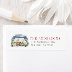Cosy Winter Home Christmas Holiday Return Address Label