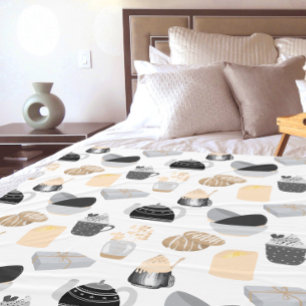 Cosy Winter Home Pattern  Fleece Blanket