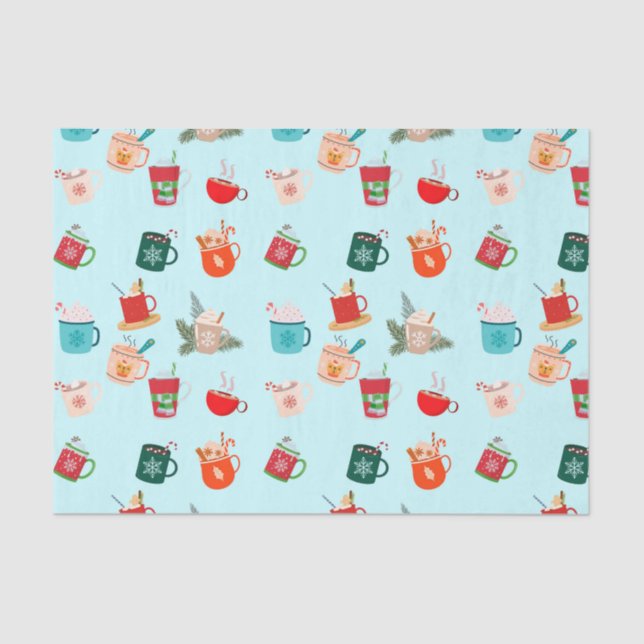 Cosy winter hot chocolate festive cocoa   tissue paper (Front)