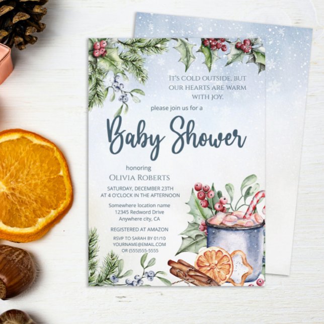 Cosy Winter Hot Cocoa Snowly Baby Shower Invitation (Creator Uploaded)