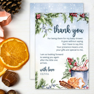 Cosy Winter Hot Cocoa Snowly Baby Shower thank you Card