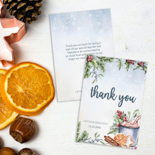Cosy Winter Hot Cocoa Snowly Wedding Thank You Card