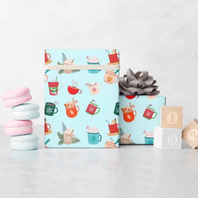Cosy winter latte hot chocolate festive cocoa   wrapping paper (Baby Shower)