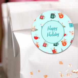 Cosy winter latte hot chocolate festive holiday classic round sticker