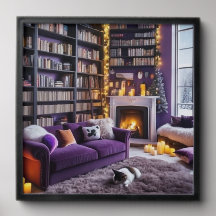Cosy Winter Library Wall Art | Framed Bookish Livi