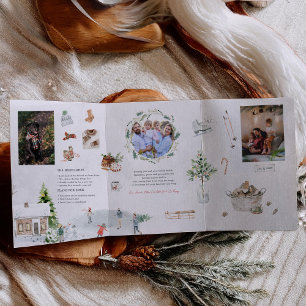 Cosy Winter Moments Christmas Family Photos Tri-Fold Invitation