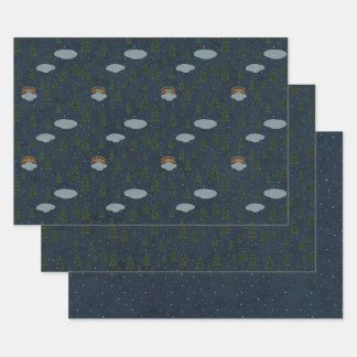 Cosy Winter Night Pattern Wrapping Paper Set