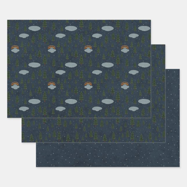 Cosy Winter Night Pattern Wrapping Paper Set (Set)