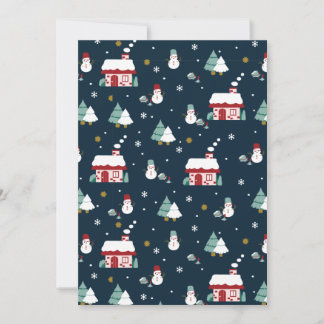 Cosy Winter Night Village and Snowmen Thank You Card