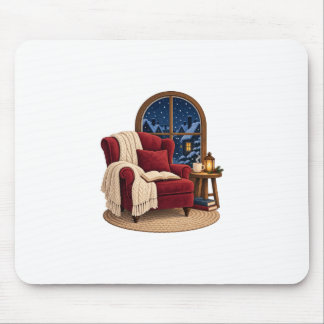 Cosy Winter Reading Nook Mouse Pad