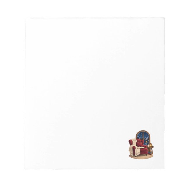 Cosy Winter Reading Nook Notepad (Front)