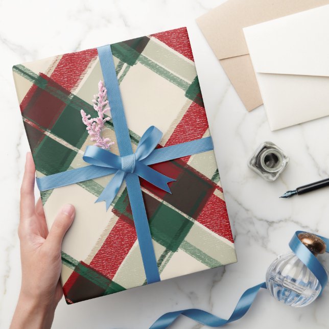 Cosy Winter Red Green Holiday Plaid Pattern Wrapping Paper (Gifting)