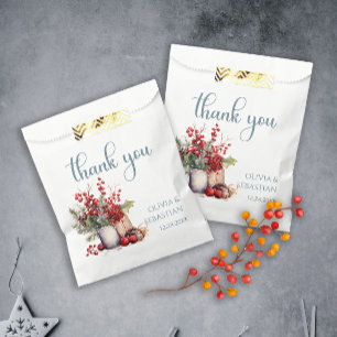 Cosy Winter Rowan berry bouquet Wedding Favour Bag