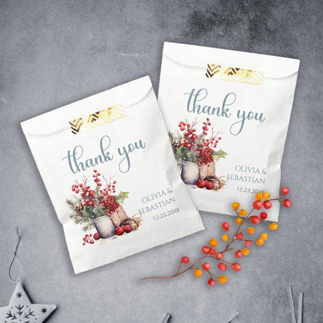 Cosy Winter Rowan berry bouquet Wedding Favour Bag (Creator Uploaded)