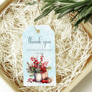 Cosy Winter Rowan berry bouquet Wedding Gift Tags
