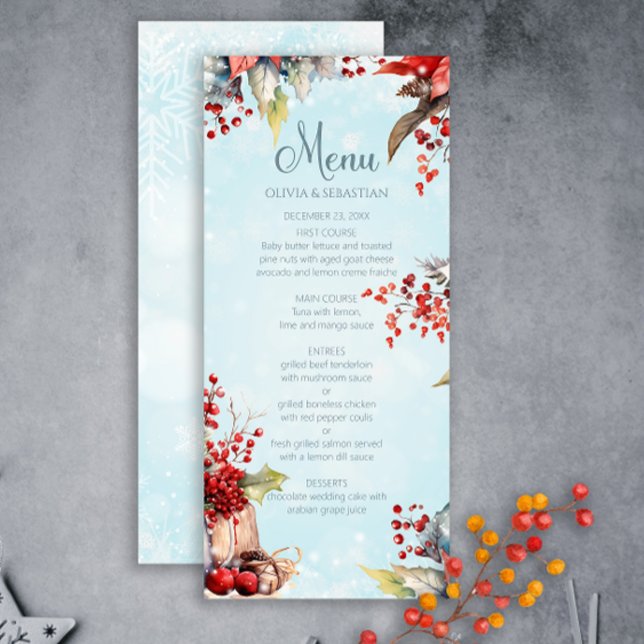 Cosy Winter Rowan berry bouquet Wedding Menu (Creator Uploaded)