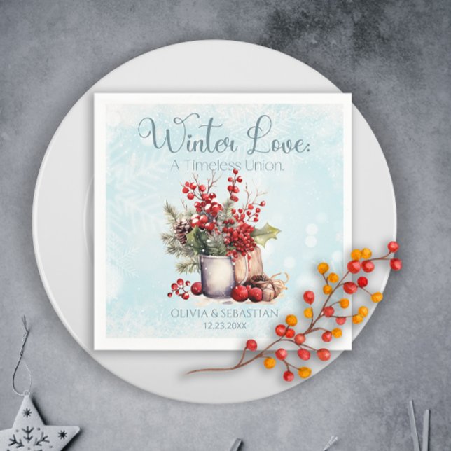 Cosy Winter Rowan berry bouquet Wedding Napkin (Creator Uploaded)