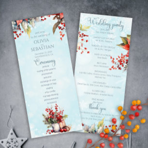 Cosy Winter Rowan berry bouquet Wedding Program