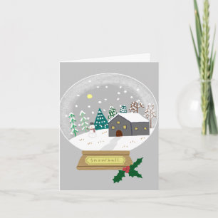 Cosy Winter Snow Globe and Snowman Holiday Gift Card