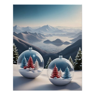 Cosy Winter Snow Globe Scene Poster