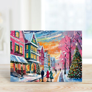 Cosy Winter Street Scene Modern Art Card