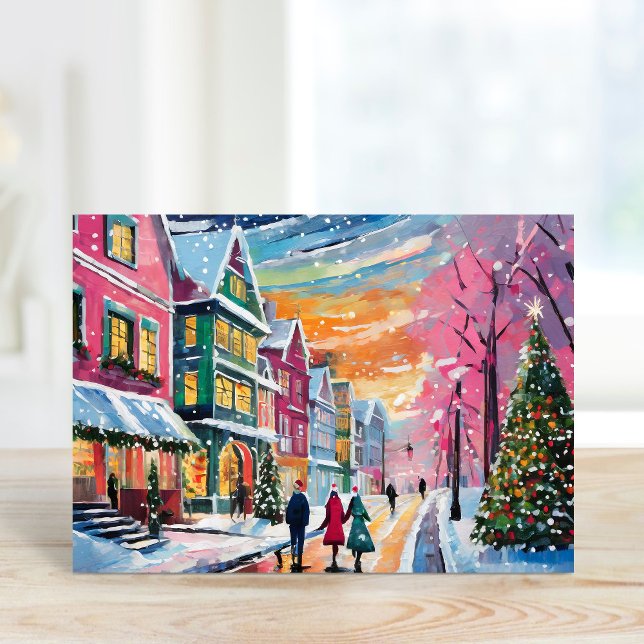 Cosy Winter Street Scene Modern Art Card (Creator Uploaded)