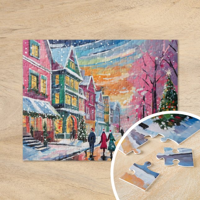 Cosy Winter Street Scene Modern Art Jigsaw Puzzle (Creator Uploaded)