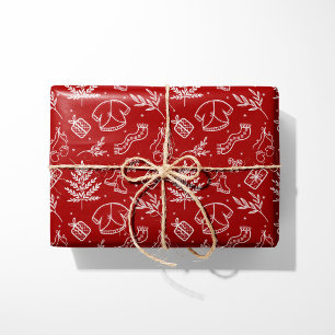 Cosy Winter Sweater & Gifts Red Wrapping Paper