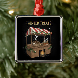Cosy Winter Treats Christmas Market Stall  Metal Ornament