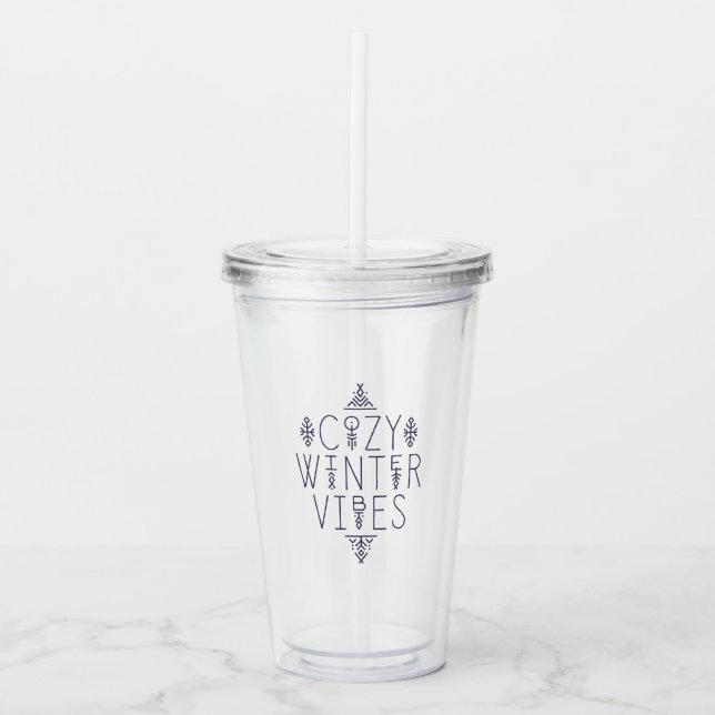 Cosy Winter Vibes Design Acrylic Tumbler (Front)