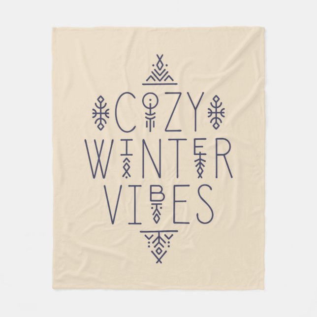 Cosy Winter Vibes Design Fleece Blanket (Front)